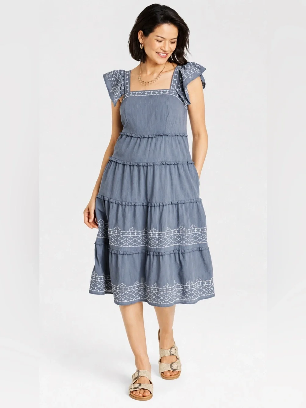 knox rose boho dress | Dresses | Knox Rose Midi Size M Babydoll Cottagcore Gauzy Cotton Embroidered Beaded Blouson Art Deco new-in M Size:L (14-18)